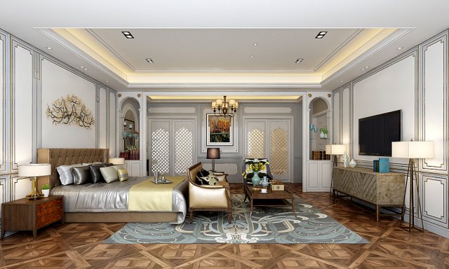 stylish master bedroom design 51 Modello 3D .c4d .max .obj .3ds .fbx .stl .blend