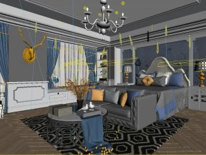 stylish master bedroom design 54 3D Model