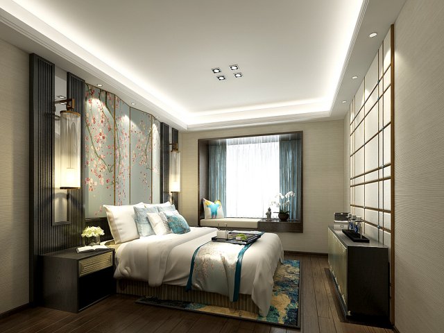 stylish master bedroom design 62 3D Модель .c4d .max .obj .3ds .fbx .stl .blend 