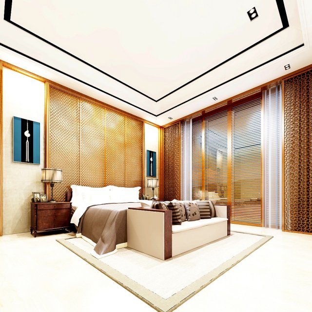 stylish master bedroom design 63 3D Модель .c4d .max .obj .3ds .fbx .stl .blend