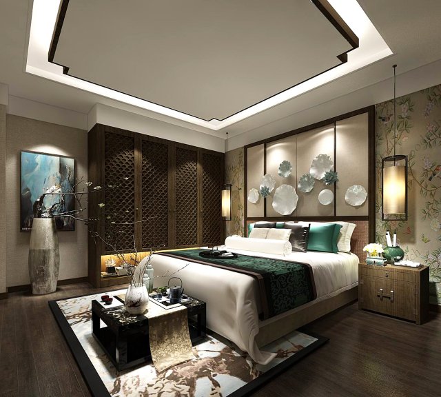 stylish master bedroom design 64 Modelo 3D .c4d .max .obj .3ds .fbx .stl .blend