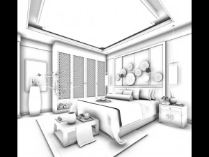 stylish master bedroom design 64 3D Model