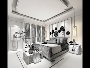 stylish master bedroom design 64 3D Model