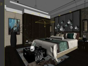 stylish master bedroom design 64 3D Model