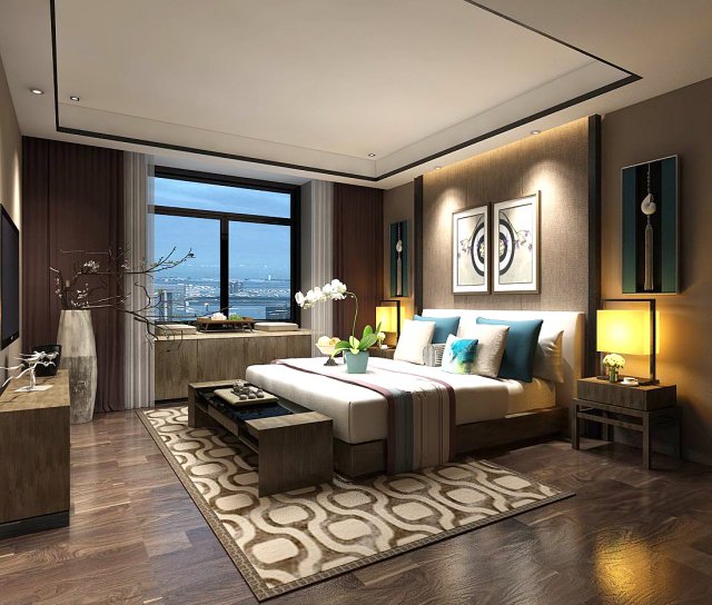 stylish master bedroom design 66 3D Model .c4d .max .obj .3ds .fbx .stl .blend 