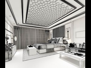 stylish master bedroom design 67 Model 3D