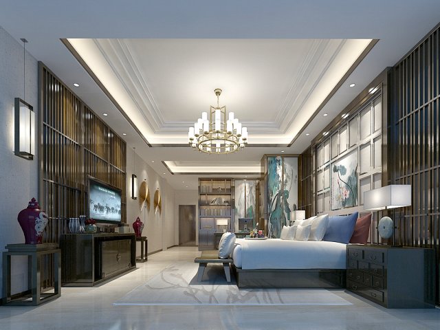 stylish master bedroom design 68 3D Modell .c4d .max .obj .3ds .fbx .stl .blend