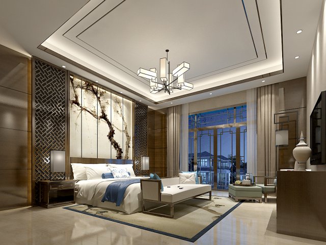 stylish master bedroom design 69 3D Model .c4d .max .obj .3ds .fbx .stl .blend 
