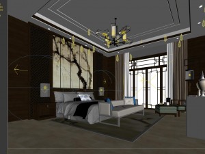 stylish master bedroom design 69 3D Model