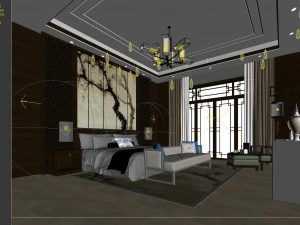 stylish master bedroom design 69 3D Model