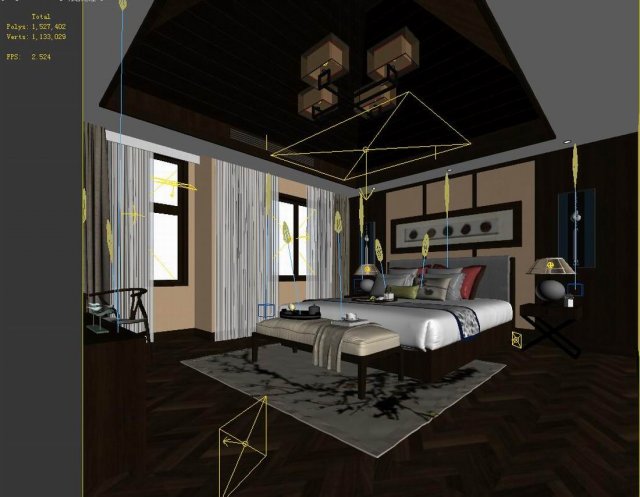 stylish master bedroom design 74 3D Модель .c4d .max .obj .3ds .fbx .stl .blend 