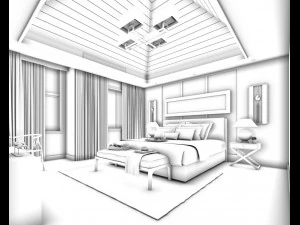 stylish master bedroom design 74 3D Model