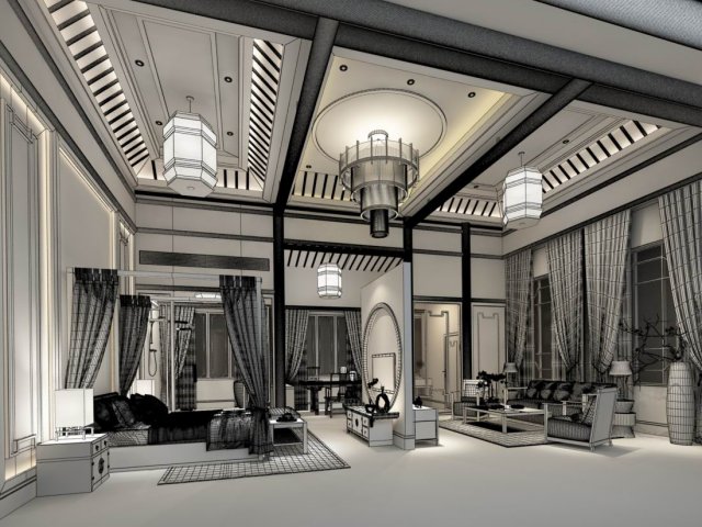 stylish master bedroom design 75 3D 모델 .c4d .max .obj .3ds .fbx .stl .blend
