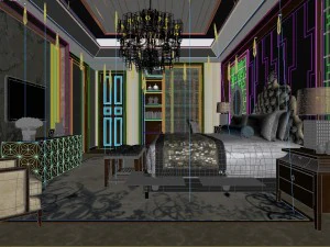 stylish master bedroom design 79 3D Model