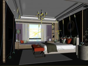 stylish master bedroom design 81 3D Model