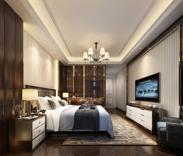 stylish master bedroom design 92 3D Model .c4d .max .obj .3ds .fbx .stl .blend 