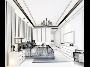 stylish master bedroom design 92 3D Model