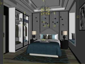 stylish master bedroom design 93 3D Model