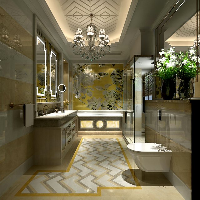 bathroom design complete model 08 Modelo 3D .c4d .max .obj .3ds .fbx .stl .blend 