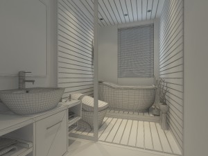 family style bathroom toilet 1819 Model 3D
