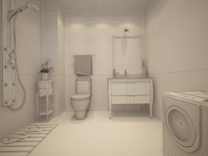 family style sanitary bath toilet 1821 Model 3D