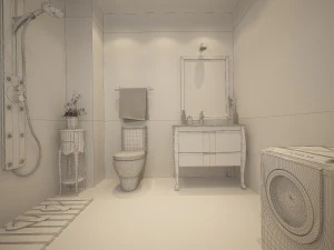 family style sanitary bath toilet 1821 3D Model