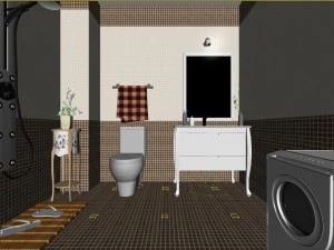 family style sanitary bath toilet 1821 3D Model