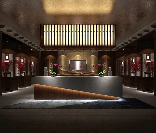 hotel reception hall design complete 07 Modello 3D .c4d .max .obj .3ds .fbx .stl .blend 