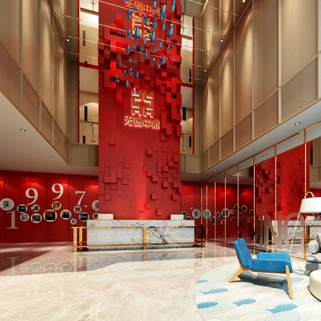 office meeting room reception hall 15 3D Modell .c4d .max .obj .3ds .fbx .stl .blend 
