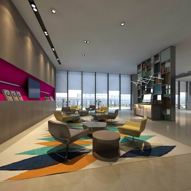 office reception hall design complete 02 3D Model .c4d .max .obj .3ds .fbx .stl .blend 