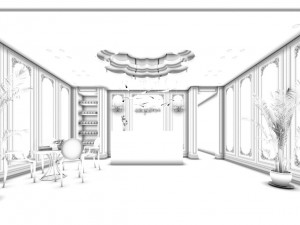 beauty salon reception hall spa center 02 3D Model