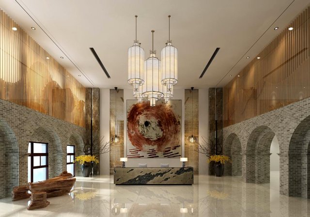 hotel reception hall design complete 02 Modèle 3D .c4d .max .obj .3ds .fbx .stl .blend 