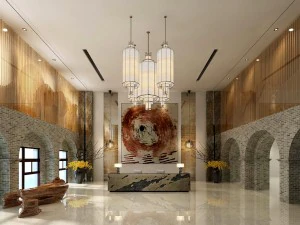 होटल के रिसेप्शन हॉल का डिजाइन पूरा 02 3D मॉडल