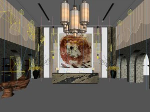 hotel reception hall design complete 02 3D Model