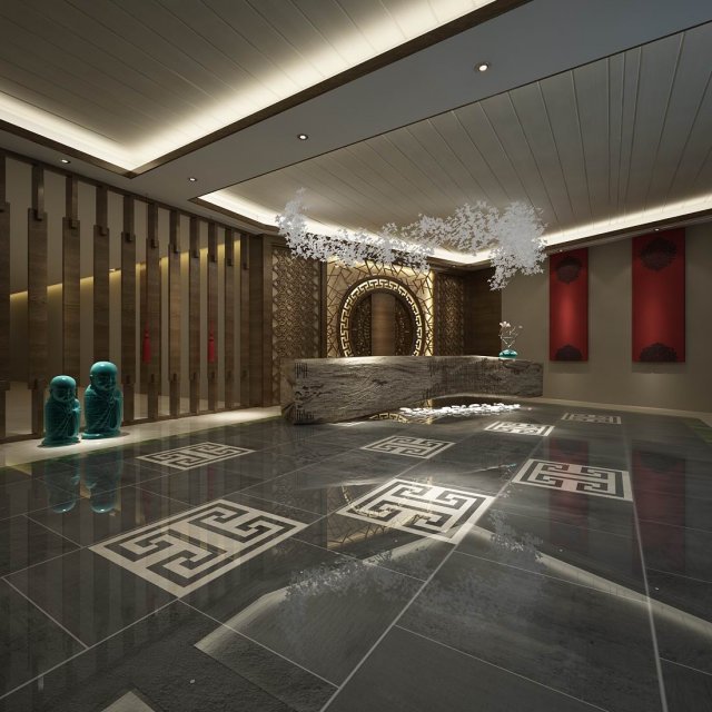hotel reception hall design complete 04 3D 모델 .c4d .max .obj .3ds .fbx .stl .blend 