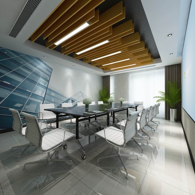 conference room office reception hall 21 3D Model .c4d .max .obj .3ds .fbx .stl .blend