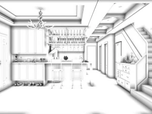 family - kitchen - restaurant 12 3D Model