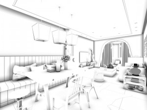family - kitchen - restaurant 25 3D Model