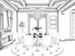 family - kitchen - restaurant 53 Modèle 3D