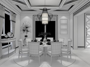 family - kitchen - restaurant 53 Modèle 3D