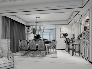 family - kitchen - restaurant 55 3D Model