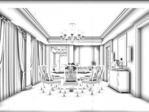 family - kitchen - restaurant 80 3D 모델