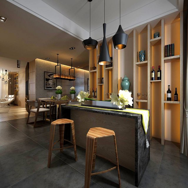 family - kitchen - restaurant 85 Model 3D .c4d .max .obj .3ds .fbx .stl .blend 