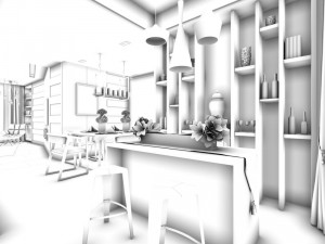 family - kitchen - restaurant 85 Model 3D