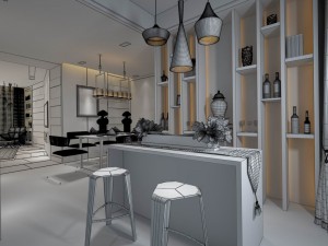 family - kitchen - restaurant 85 Model 3D