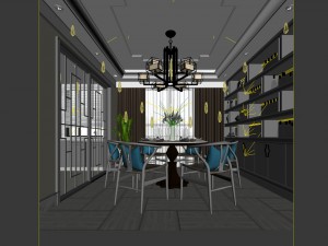 family - kitchen - restaurant 123 3D Model