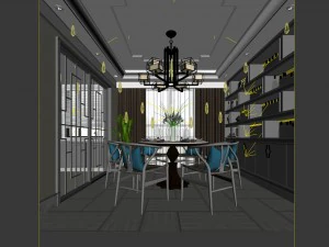 family - kitchen - restaurant 123 3D Model