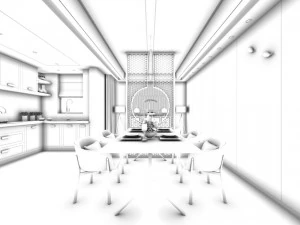 family - kitchen - restaurant 130 3D Model