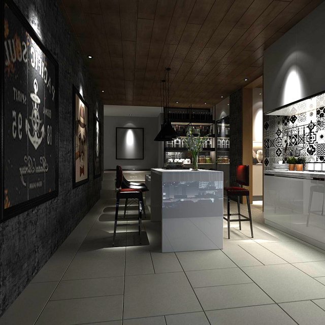 family - kitchen - restaurant 144 3D Модель .c4d .max .obj .3ds .fbx .stl .blend 