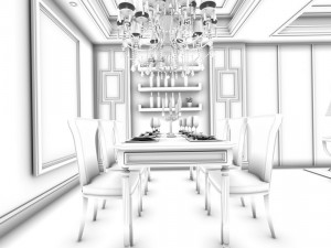 family - kitchen - restaurant 155 Model 3D